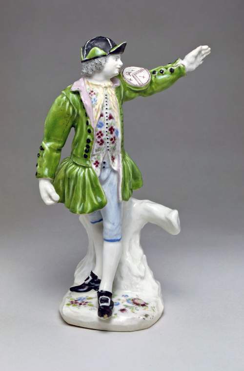 An image of Thames waterman. Bow. Soft paste porcelain painted with enamels.c.1753-55