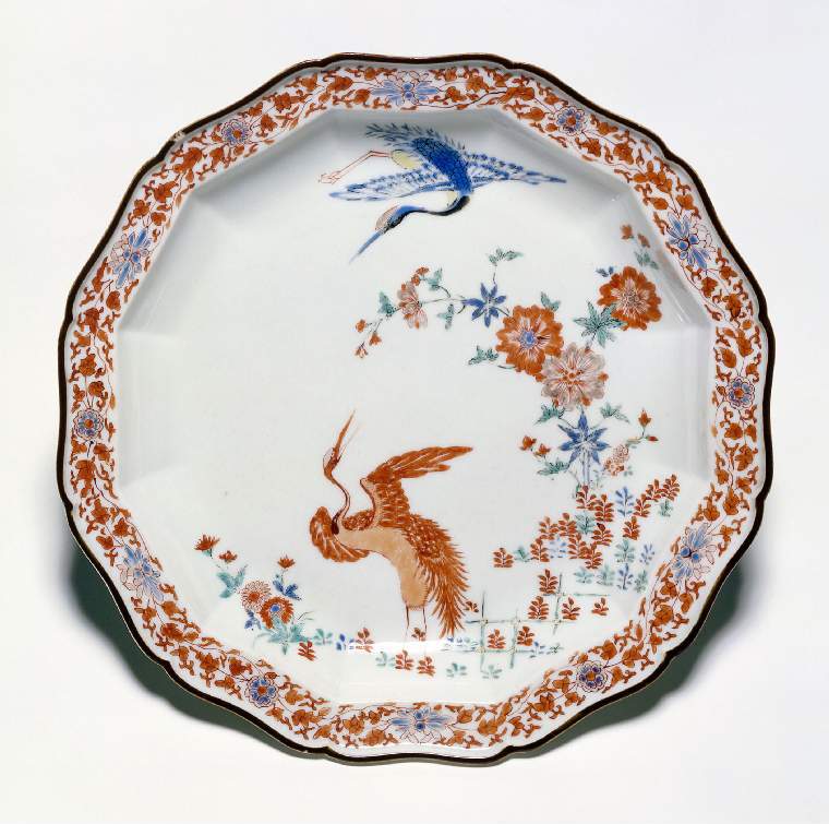 An image of Dish with Manchurian cranes