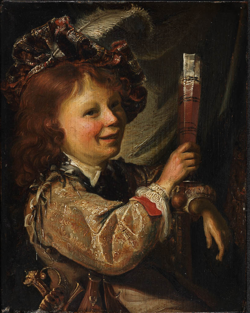 An image of A boy drinking. Picolet, Cornelis (Dutch, 1626-1673). Oil on panel, height 15.5 cm, width 12.3 cm. Production Note: Formerly attributed to W.van Mieris, K. Slabbaert, and Nicolas Maes.
