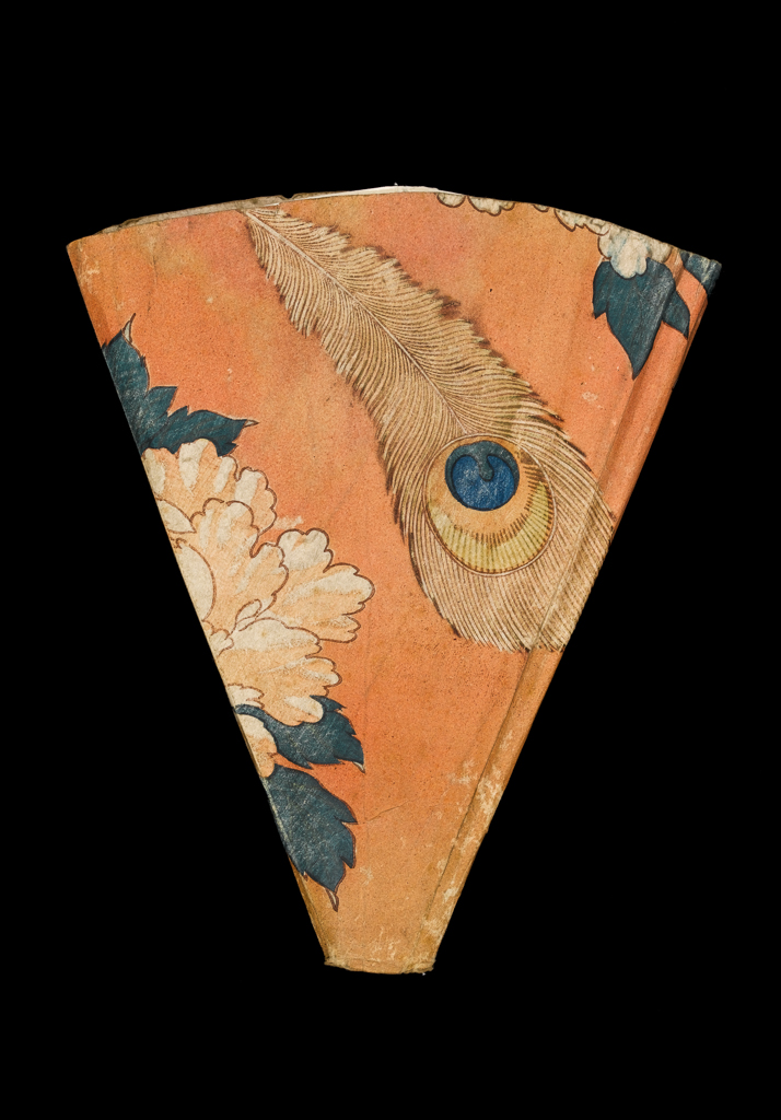 An image of Fan Wrapper. Paper painted in ink, and polychrome opaque water-colours and gold, circa 1840-1850. Japanese. Possibly for O.15-1985.