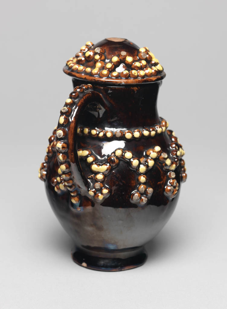 An image of Coffee pot. Production place: Switzerland. Lead-glazed earthenware.