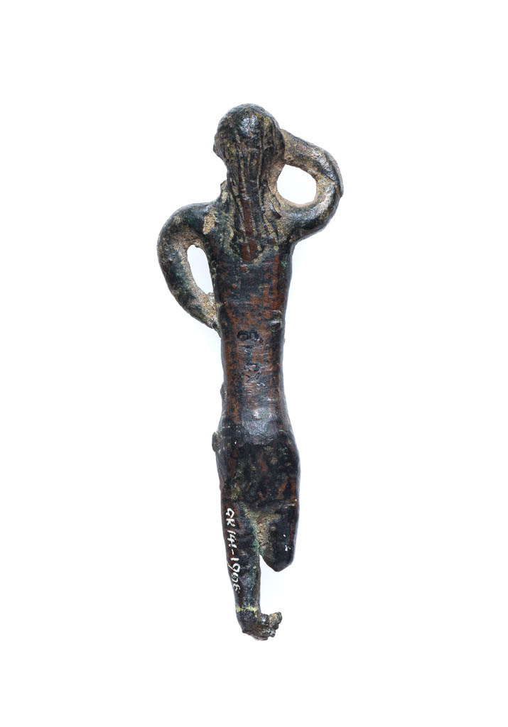 An image of Figure / Statuette. Male worshipper. Bronze, depth 0.038 m, height 0.087 m, 1400-1101 B.C. Production Place: Greek Islands, Crete. Late Minoan III.  Bronze Age.