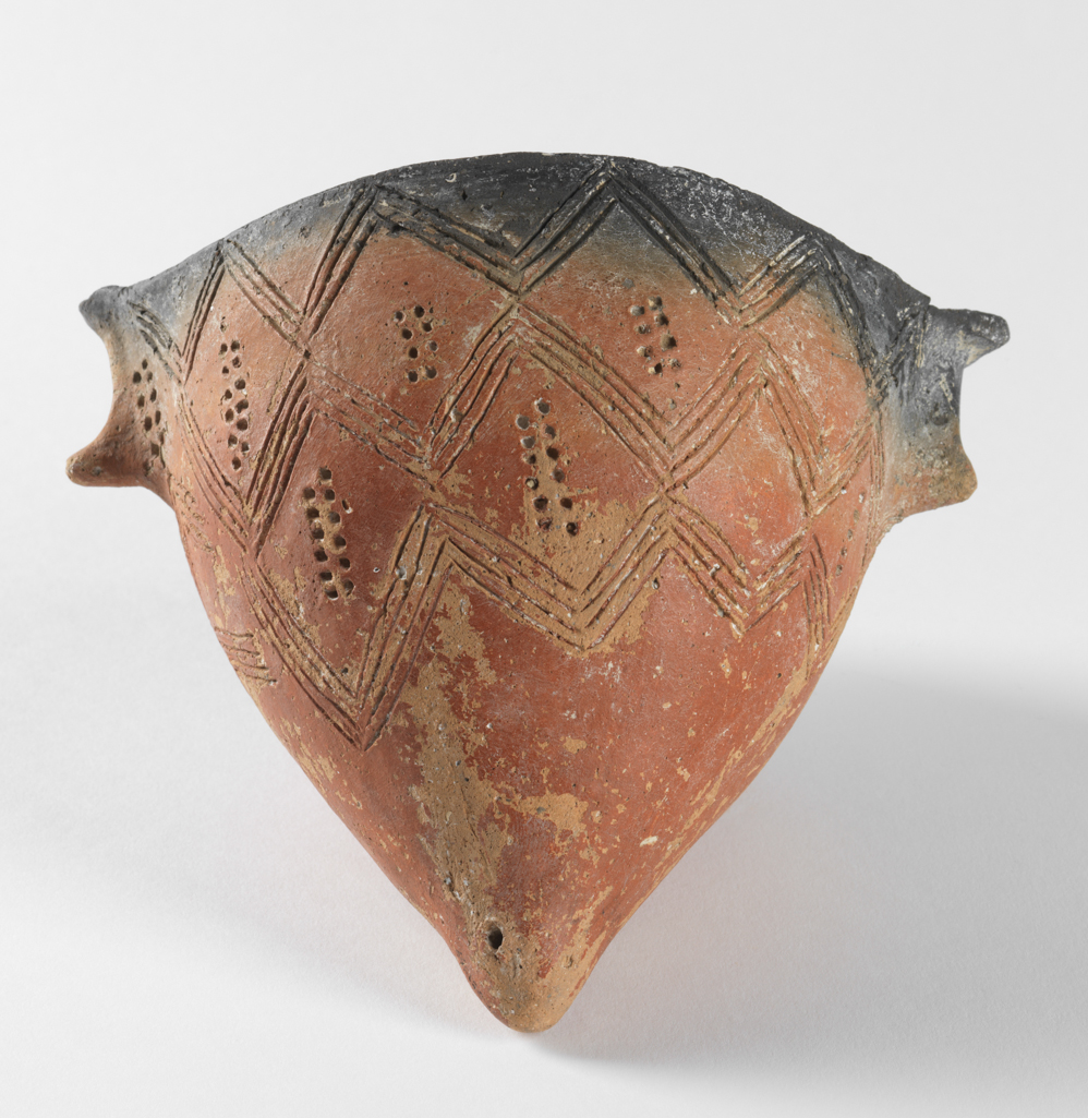 An image of Vessel. Tulip bowl. Production Place: Cyprus. Find Spot: Vounous Cyprus; Tomb 90. Clay, red-polished ware, depth 0.14 m, height 0.141 m, width 0.173 m, 2400 to 2201 B.C. Early Cypriot I. Bronze Age.