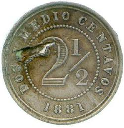 An image of 2½ centavos