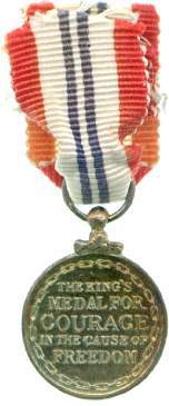 An image of King's Medal for Courage in the Causes of Freedom