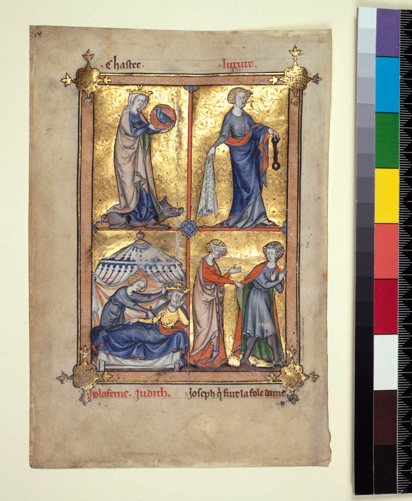 An image of Illuminated Manuscript/Cutting. Master Honore d'Amiens. Frere Laurent's 'Somme le roi'. c. 1290-1295. Paris, France.