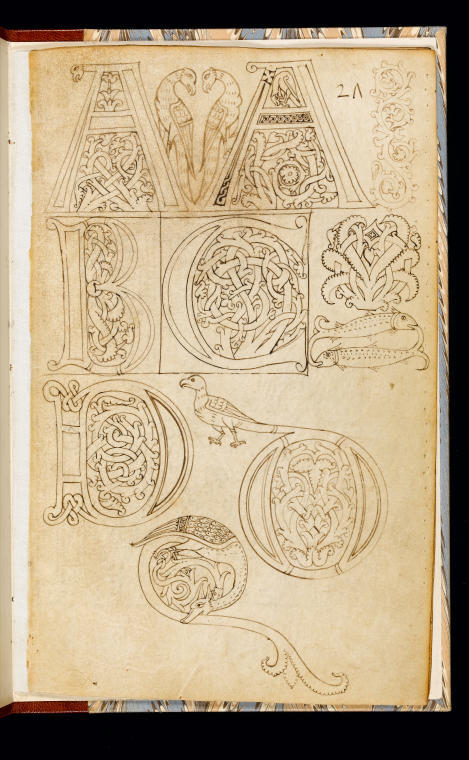 An image of Model book of initials. Italian, c.1200.An exercise book, presumably intended for the use in the training of scribes and illuminatorsVellum, 232 x 150 mm