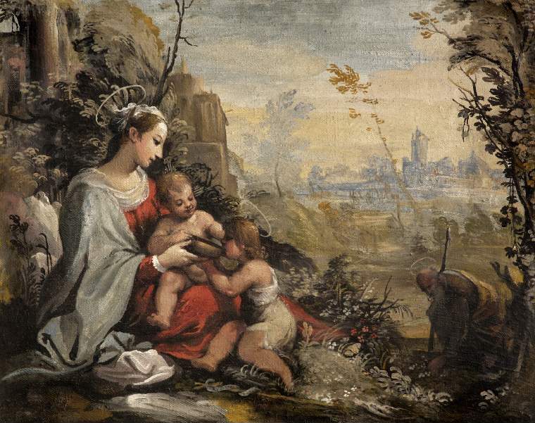 The Holy Family on the Flight meets the infant St John