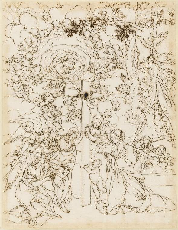 An image of Title/s: St Joseph's dream of the infant Christ embracing the cross Maker/s: Testa, Pietro (il Lucchesino) after (draughtsman) [ULAN info: Italian artist, 1611-1650]Technique Description: pen and ink over graphite, on paperDimensions: height: 259 mm, width: 196 mm