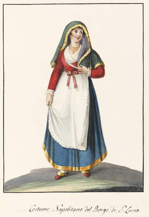 An image of Title/s: Costumi del Regno di NapoliTranslated title: Volume of 62 studies of costumes of the Kingdom of NaplesSchool/Style: ItalianTechnique Description: watercolour on paperDimensions: width :height: (page size): 315 mm, width: (page size): 225 mm Period: early 19th Century