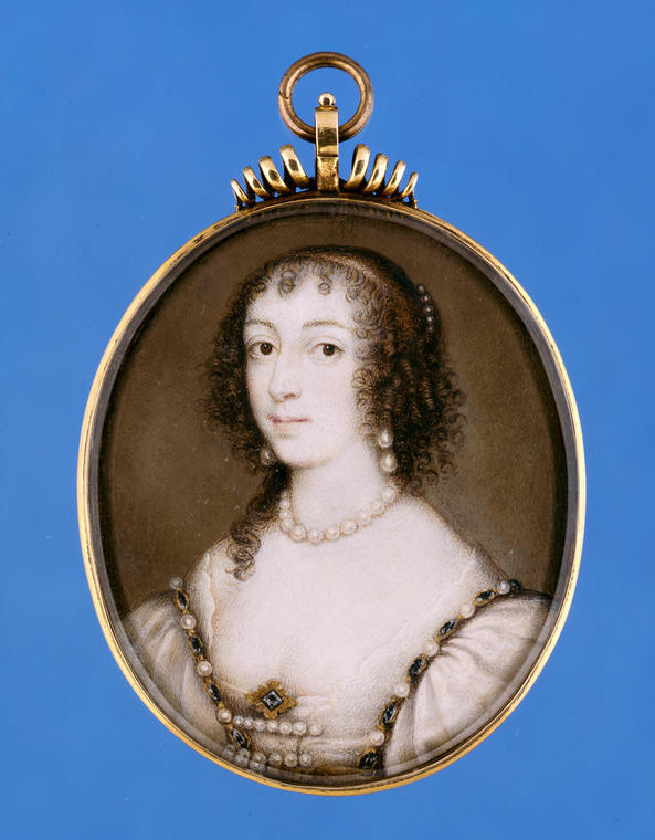 An image of Hoskins, John I. Queen Henrietta Maria 1609-69. Watercolour on vellum on playing-card. 1640-43.