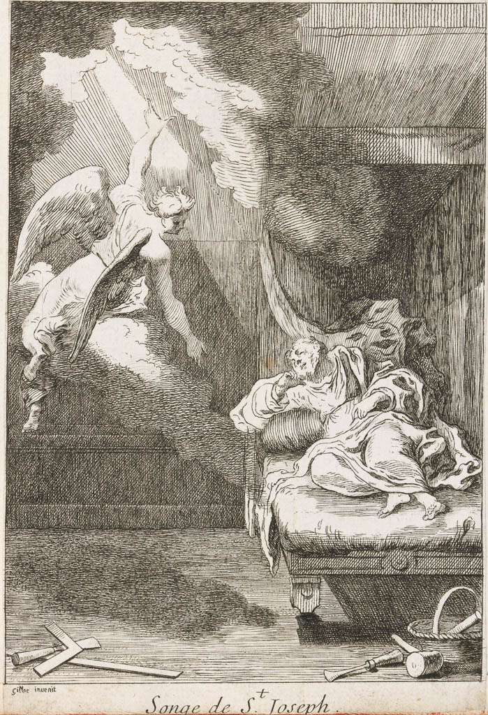 An image of Print Album. Songe de St Joseph. Gillot, Claude (French,1673-1722). Joullain, François (French artist/publisher, 1697-1779). Etching, circa 1725-before 1732. Lord Fitzwilliam's print album with 384 prints.