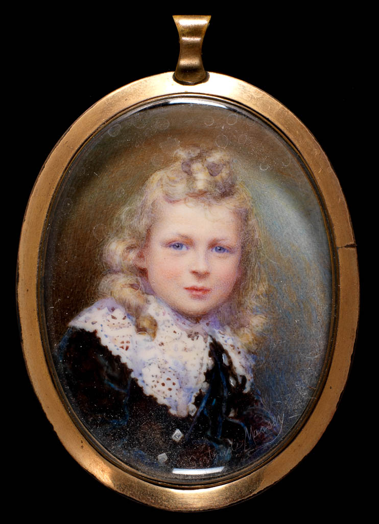 An image of Sir John Eric Sidney Thompson, K.B.E. 1898-1975. Massey, Gertrude. Watercolour on ivory, height 60 mm, width 46 mm, early 20th Century, before 1911.