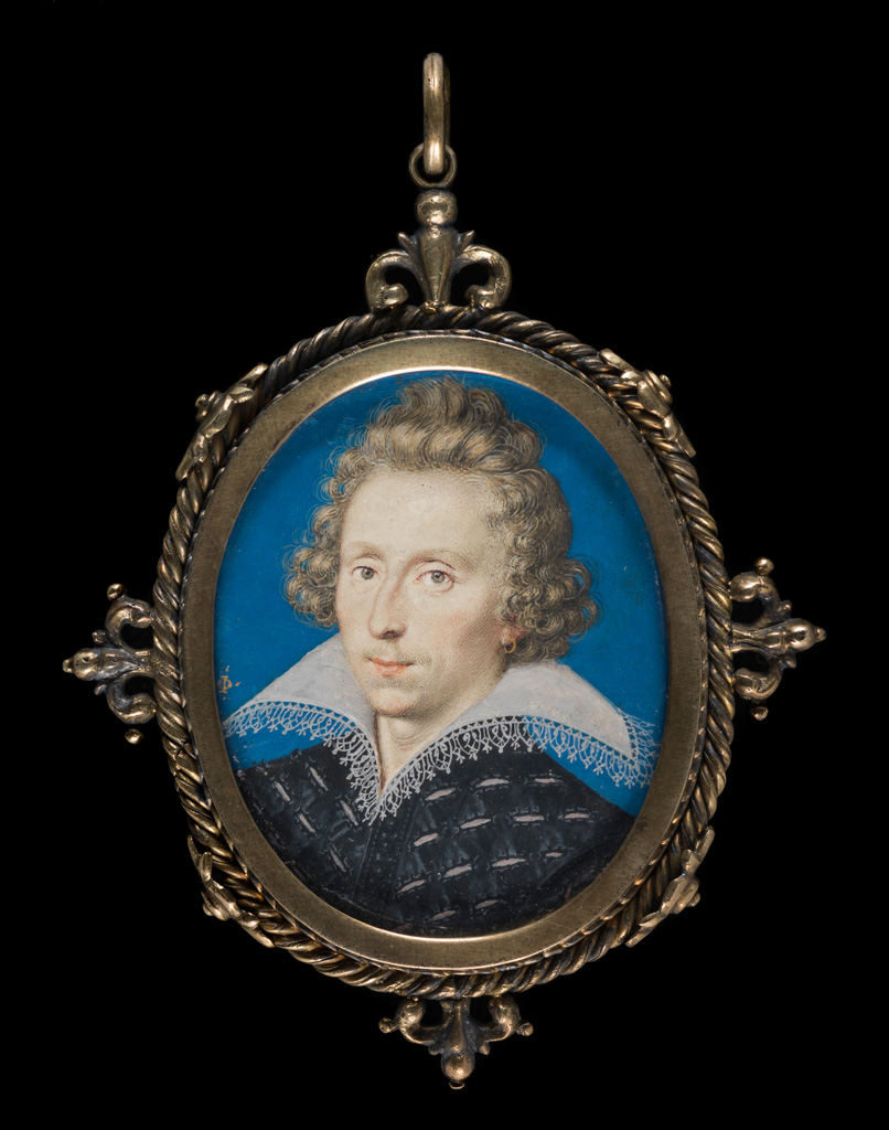 An image of Unknown Man. Oliver, Isaac I (British, 1556(?)-1617). Watercolour on vellum on card, height 49 mm, width 39 mm, circa 1605-circa 1610.
