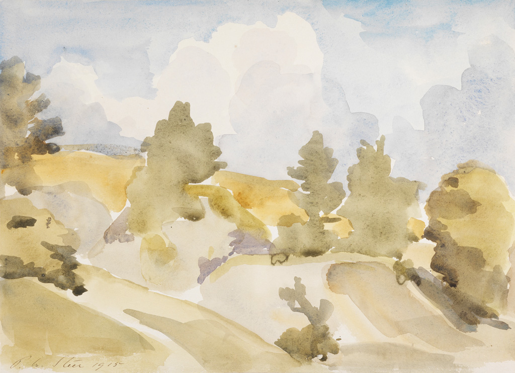 An image of Chalk-pits, Painswick. Steer, Philip Wilson (British, 1860-1942). Watercolour on paper, height 248 mm, width 343 mm, 1915.