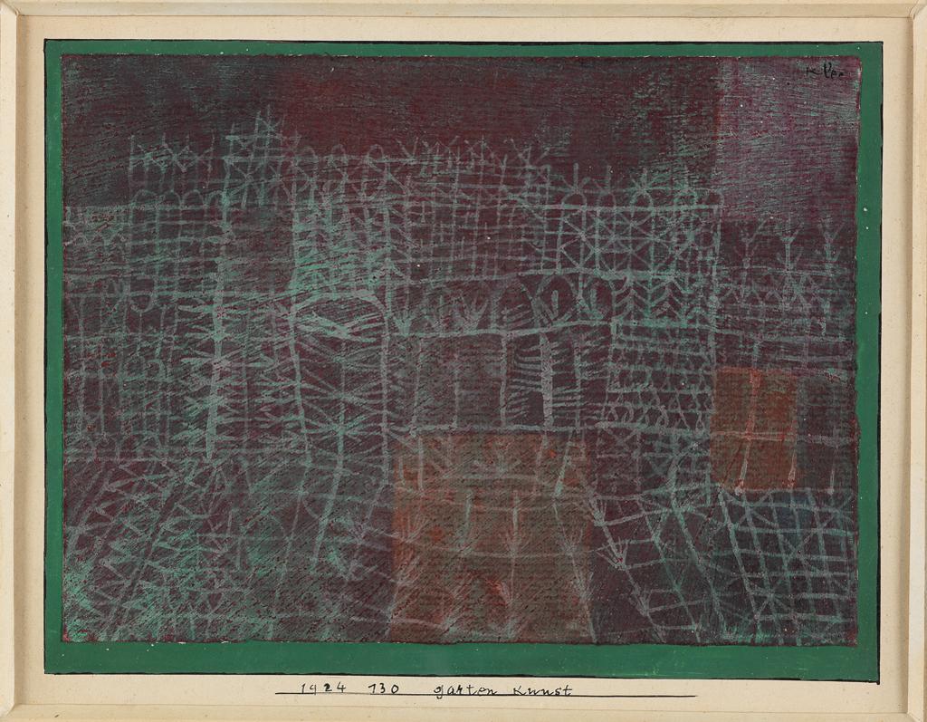 An image of Garten Kunst. Klee, Paul (Swiss-German, 1879-1940). Gouache on paper, 1924.