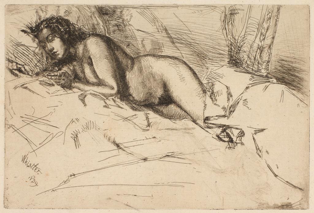 An image of A Venus. Whistler, James Abbott McNeill (American, 1834-1903). Print, etching, black carbon ink on Antique laid paper, height, plate, 152 mm, width, plate, 225 mm, height, sheet, 179 mm, width, sheet, 261 mm, 1859.