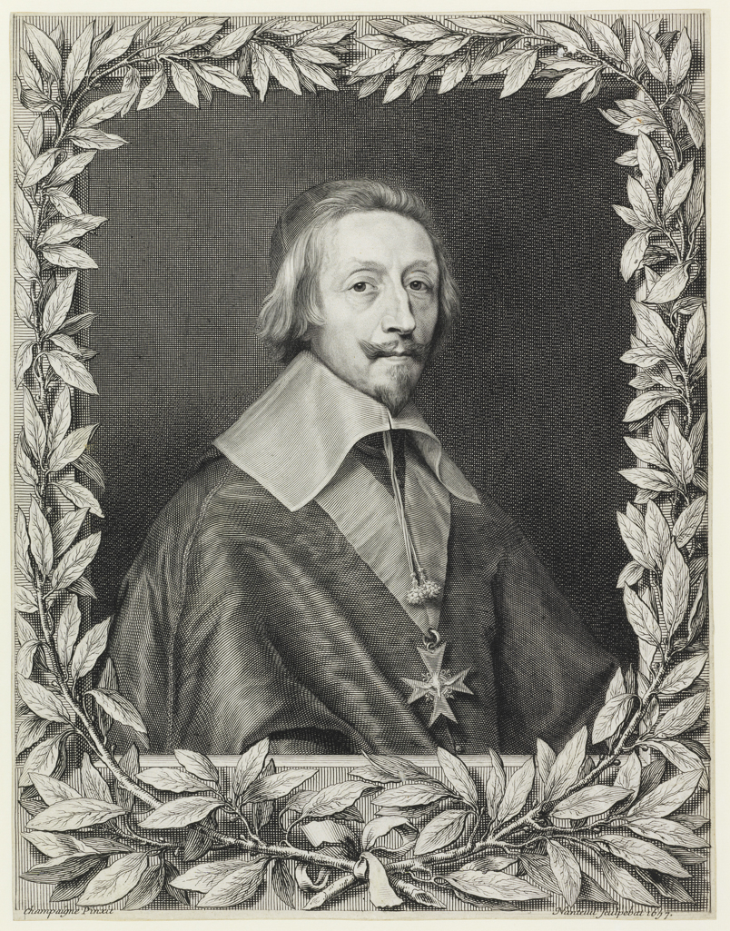 An image of Print Album. Portrait of Armand-Jean du Plessis Cardinal de Richelieu. Nanteuil, Robert (French, 1623-1678). Champaigne, Philippe de, after (Flemish, 1602-1674). Engraving, 1657. Production Note: State without a mark after the date. Alternative Numbers: Robert-Dumesnil; 218 I/III. Petitjean/Wickert; 200 I/III. Part Of: 23.K.7; Engravings by Robert Nanteuil volume 2.