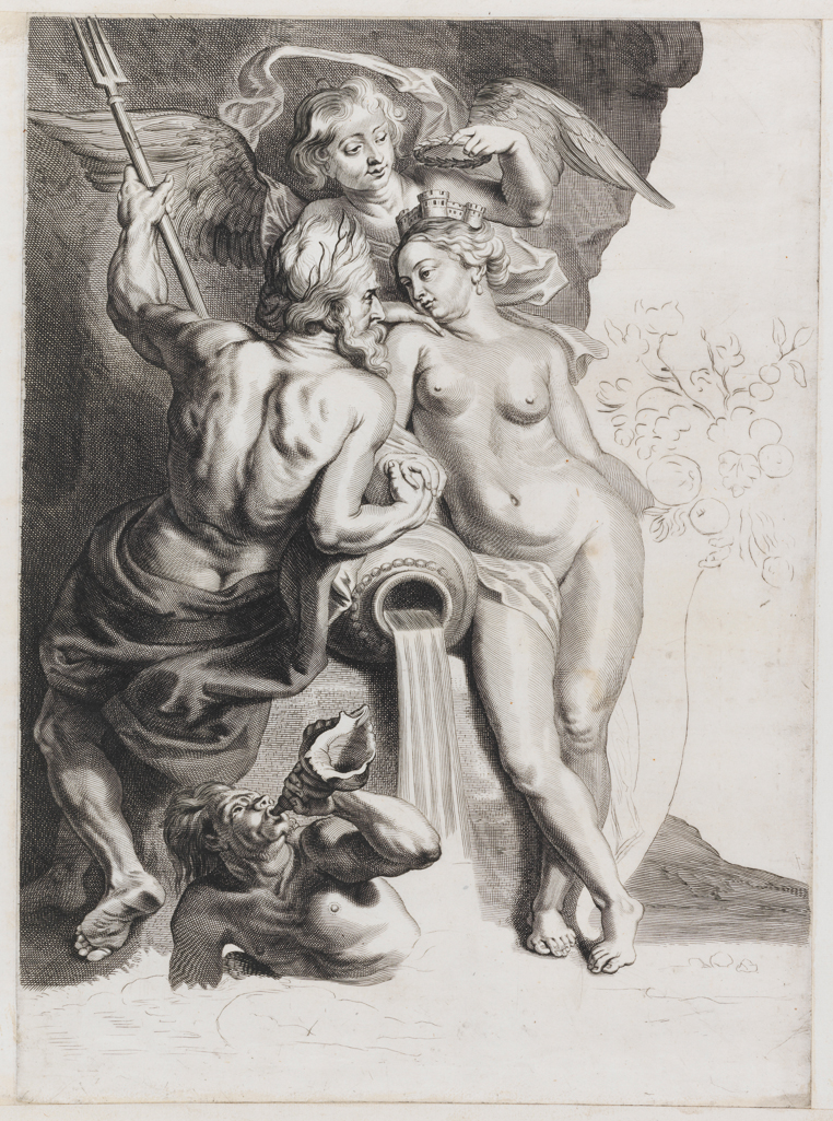 An image of Union of Earth and Water. Jode, Pieter II de, printmaker (Flemish, 1606-c.1674). Rubens, Peter Paul, after (Flemish, 1577-1640). Print, unfinished working proof, circa 1635.