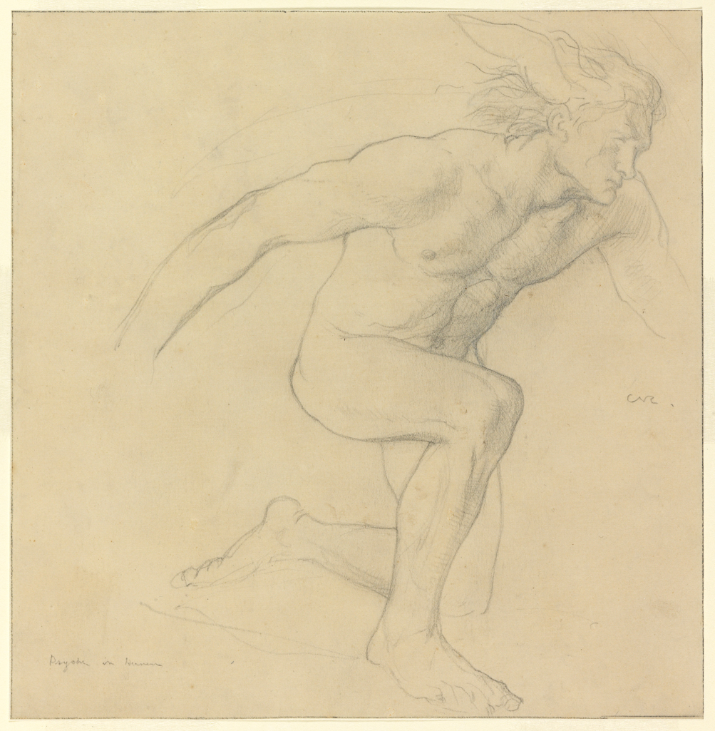 An image of Psyche. Ricketts, Charles de Sousy (British, 1866-1931). Graphite on paper, height, sheet, 218 mm, width, sheet, 213 mm. Sir Ivor and Lady Batchelor Bequest.