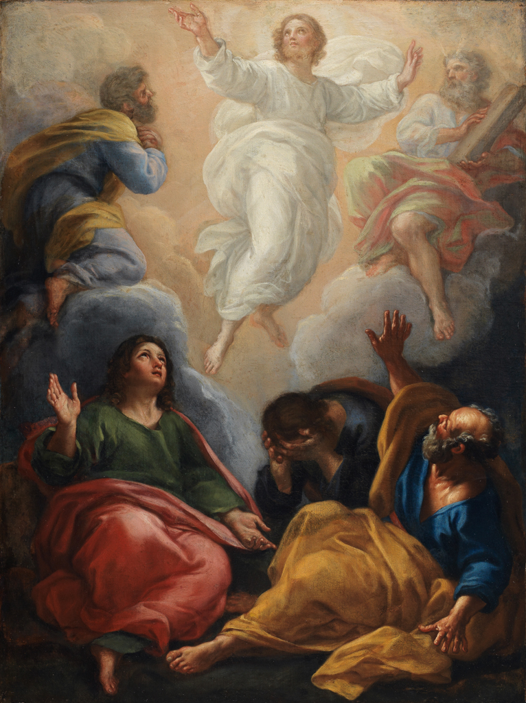An image of The Transfiguration. Calandrucci, Giacinto (Italian, 1646-1707). Oil on canvas, height 98.4 cm, width 73.0 cm.