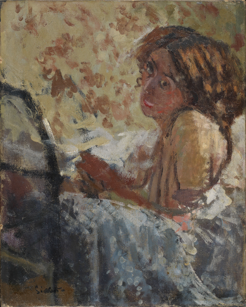 An image of l'Oeillade (The Glance). Sickert, Walter Richard (British, 1860-1942). Oil on canvas, height 38.1 cm, width 30.5 cm, circa 1911.