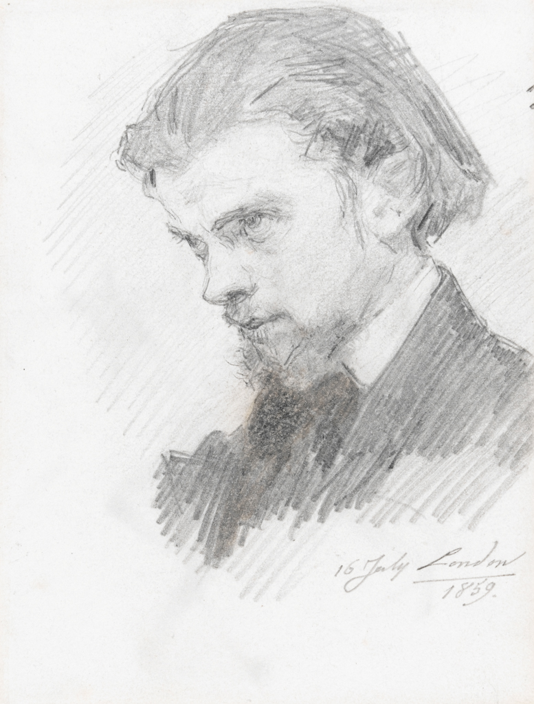 An image of Self-Portrait. Fantin-Latour, Henri (French, 1836-1904). Graphite on paper, height 144 mm, width 109 mm, 1859.