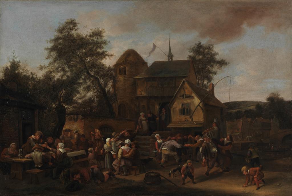 An image of Village festival. Steen, Jan (Dutch, 1625/6-1679). Oil on canvas, height 54.3 cm, width 81.0, cm circa 1650.
