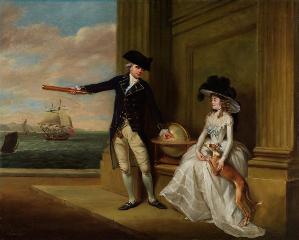 An image of Portrait of Captain and Mrs Hardcastle. Russell, John (British, 1745-1806). Oil on canvas, height, canvas, 101.6 cm, width, canvas, 126.7 cm, 1785.