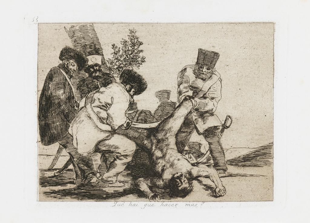 An image of Its a hard step. Los Desastres de la Guerra (The Disasters of War). Goya y Lucientes, Francisco José de (Spanish, 1746-1828). 80 etched plates in a bound copy of the second edition, Madrid 1892.