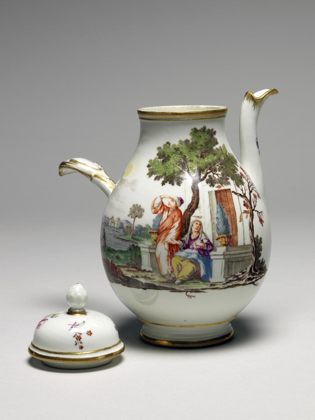 An image of Chocolate Pot. Porcelain, c.1765. Nymphenburg, Germany.
