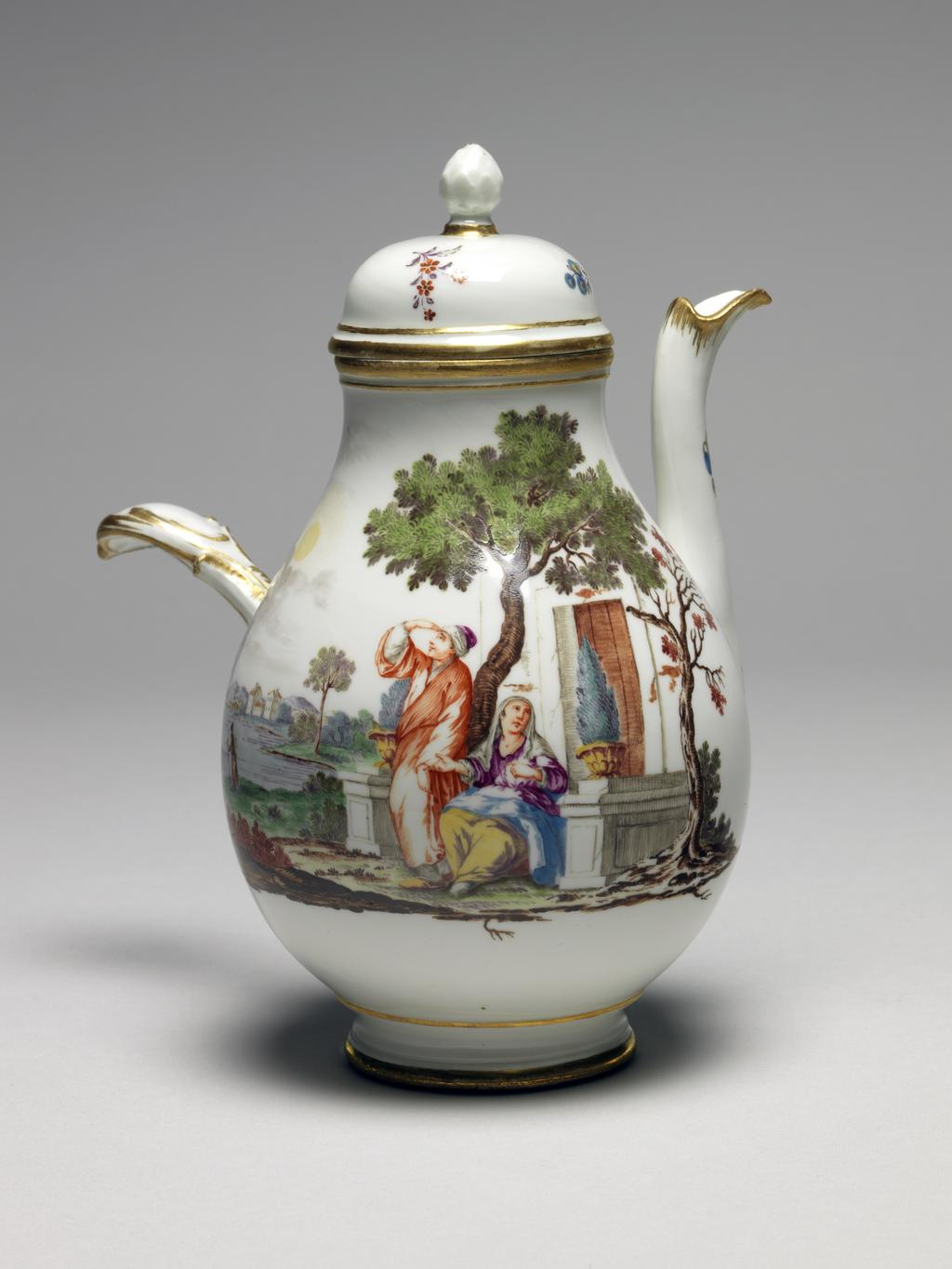 An image of Chocolate Pot. Porcelain, c.1765. Nymphenburg, Germany.