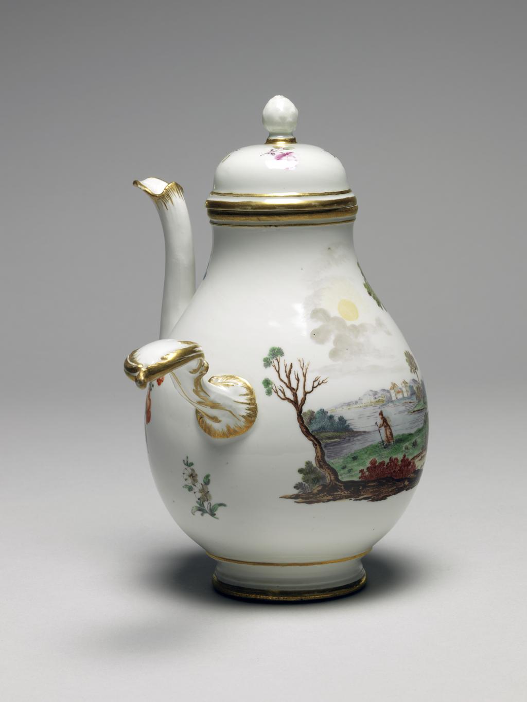 An image of Chocolate Pot. Porcelain, c.1765. Nymphenburg, Germany.