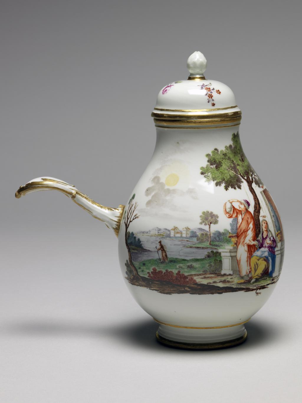 An image of Chocolate Pot. Porcelain, c.1765. Nymphenburg, Germany.