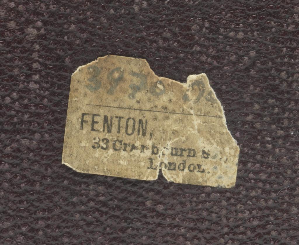 An image of Jewellery. Pendant & earrings. Phillips Brothers, London. The pendant composed of three cast laurel leaves and a berry, the stems of which are coiled to form a wide loop for suspension. Each earring is cast in the shape of a laurel leaf, the stem twisted over to form a loop into which is hooked a hemispherical berry, the stem of which is curved over and downwards to pass through a pierced ear. In original D-shaped maroon morocco case, the base lined with dark red velvet, the lid with purple silk, printed in gold below a crown 'PHILLIPS,/23, COCKSPUR ST/LONDON.' On the base of the case, a rectangular label, printed 'FENTON/33 Cranbourn St,/London' with a row of figures above in blue-black ink '3970 . . . . ' that of a later vendor. Silver, height, pendant, 8.8 cm, height, earrings, 7.2 cm, circa 1860. Victorian. Acquisition Credit: Given by Mrs J. Hull Grundy.