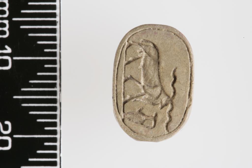 An image of Scarab. Inscribed. Production Place/Find Spot: Egypt. Depth mm, length mm, width mm.