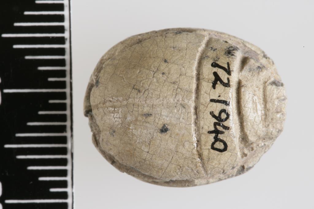 An image of Scarab. Inscribed. Production Place/Find Spot: Egypt. Depth mm, length mm, width mm.