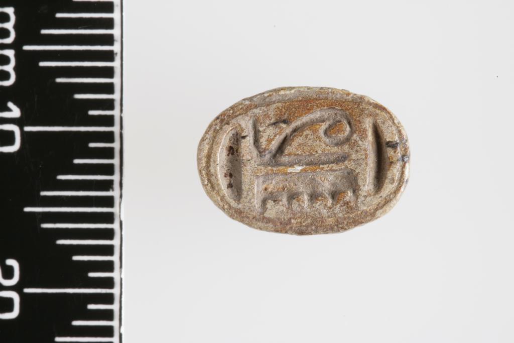 An image of Scarab. Inscribed. Production Place/Find Spot: Egypt. Depth mm, length mm, width mm.