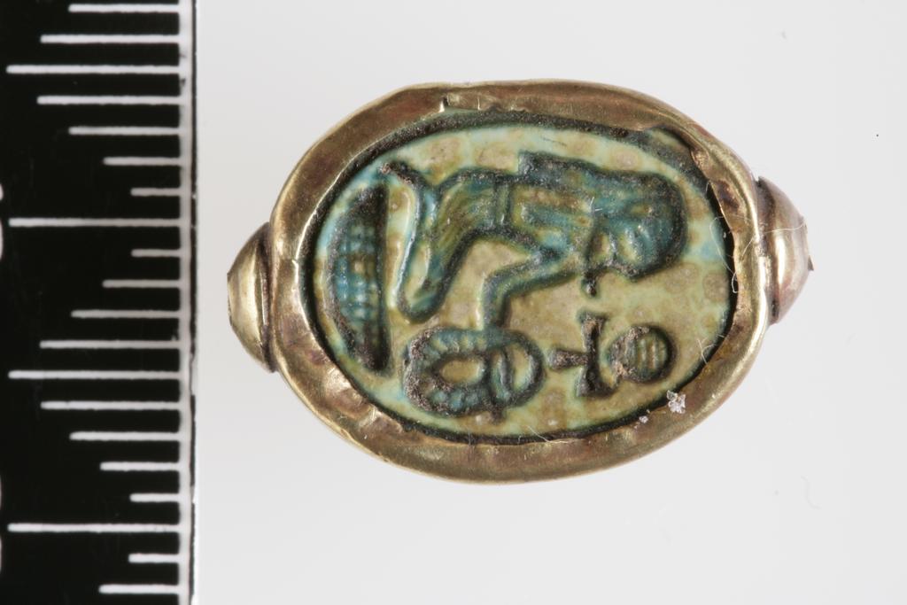 An image of Scarab. Inscribed. Production Place/Find Spot: Egypt. Depth mm, length mm, width mm.