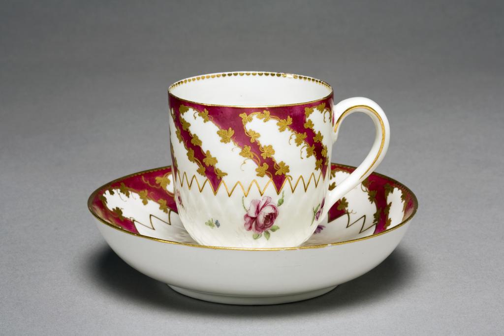 An image of Chelsea Porcelain ManufactoryCup ang SaucerSoft-paste porcelain cup and saucer, painted overglaze in polychrome enamels and gilt.Chelsea, EnglandC.1760-65