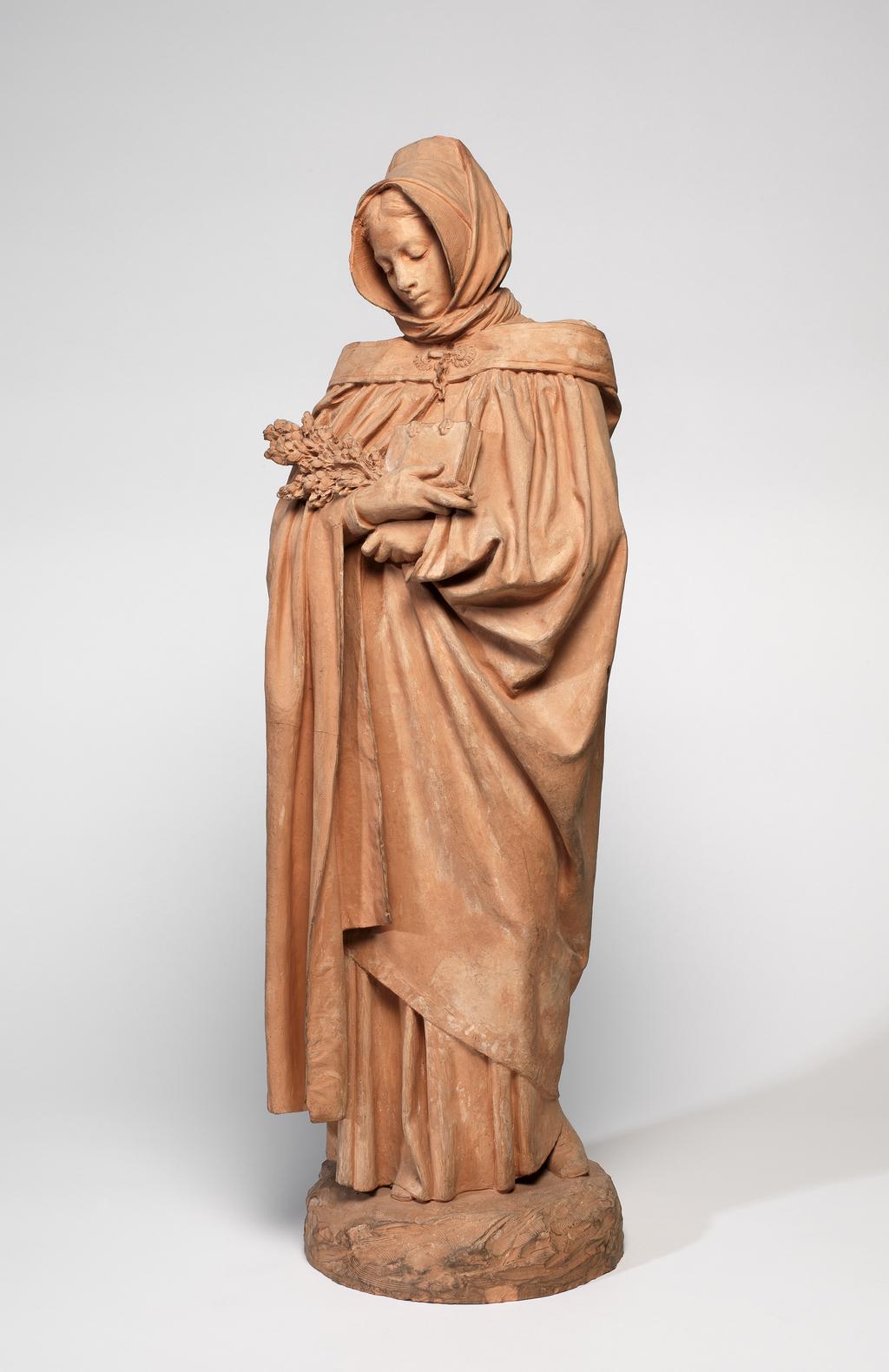 An image of A Breton Peasant Woman. Dalou, Aimé Jules. Terracotta, height (whole) 59.5 cm, after 1860-before 1902.