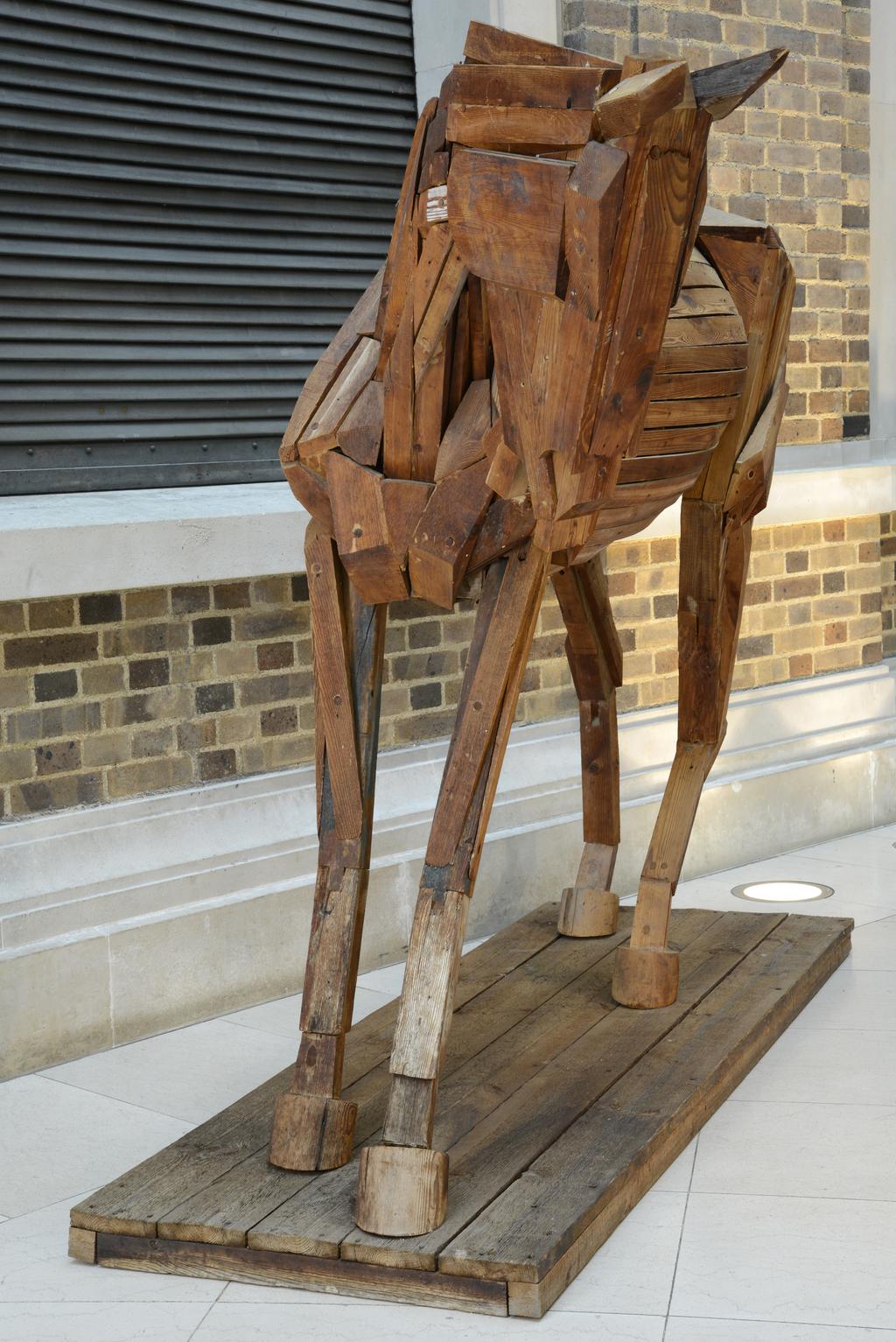 An image of Sculpture. Animal figure. Dobbin. Pullan, Tessa (British, b. 1953). Wood of plank construction, circa 1973 to before 2000.