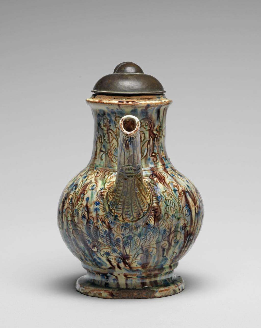 An image of Coffee pot. Production place: Langnau, Switzerland. Lead-glazed earthenware.