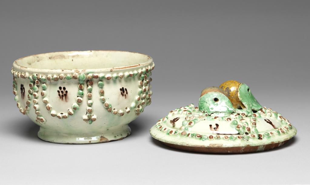 An image of Porringer. Production place: Switzerland. Lead-glazed earthenware.