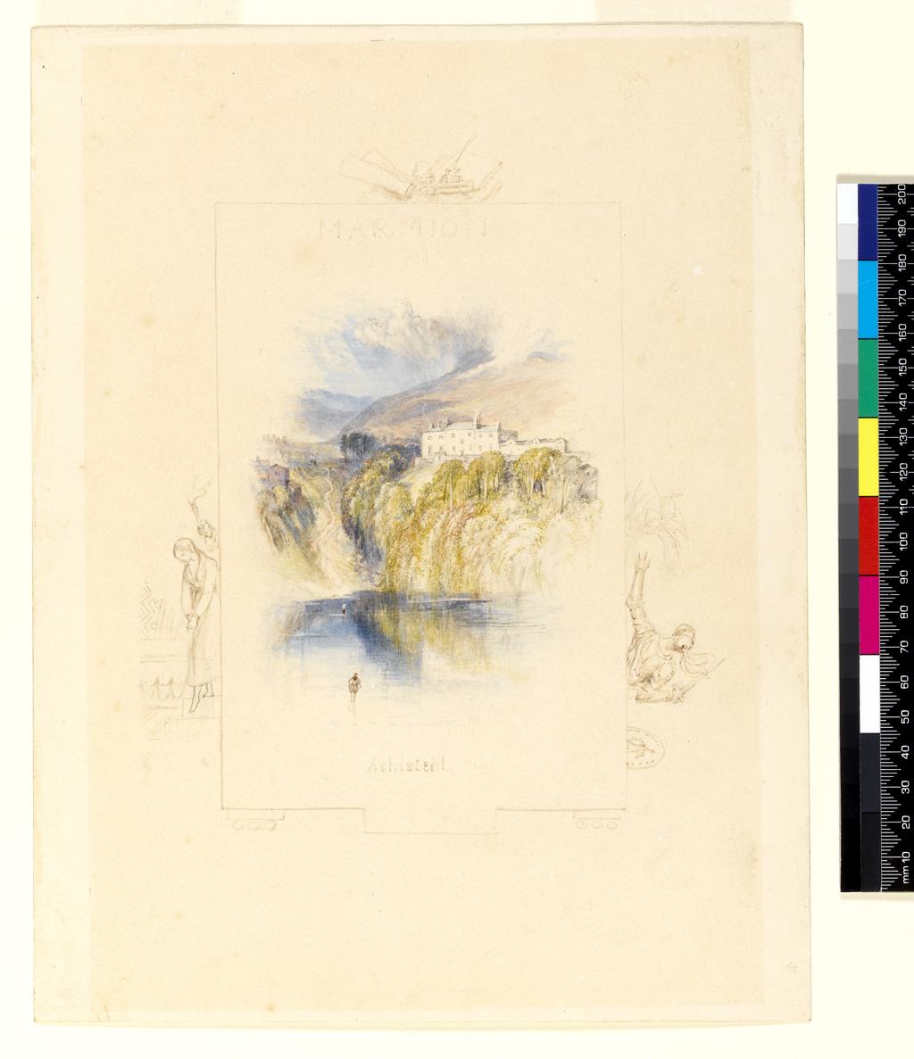 An image of Ashestiel. Turner, Joseph Mallord William (British, 1775-1851). Graphite and watercolour on card, height 287 mm, width 223 mm, 1831-1834.