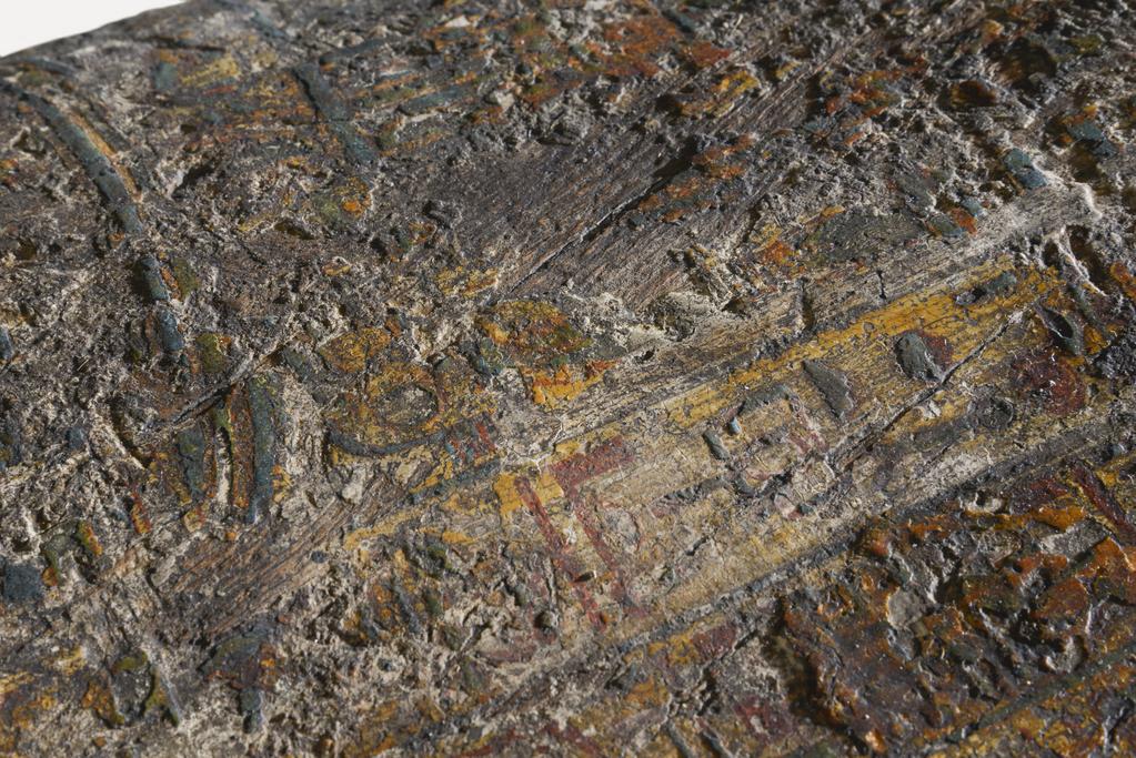 An image of Funerary equipment/ coffin. Coffins (2) and lid, of 'Chief of scribes of the temple of Amun Re, Nespawershefi'. Wood, depth, 49 cm, width 60 cm, length 206 cm, length 190 cm, length, lid, 179 cm. Production Place: Egypt. Find Spot: Thebes. Third Intermediate period, 1000 B.C.