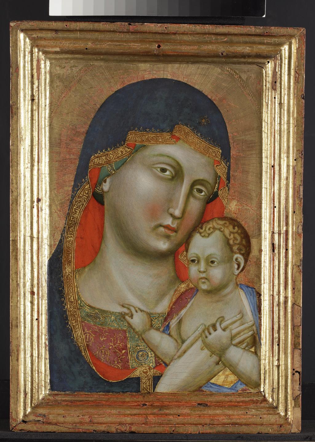 An image of Virgin and Child. Pietro di Niccolo da Orvieto (Italian, 1430-1484). Egg tempera with gold on wooden panel, height 31.4 cm, width 20.3 cm, circa 1400. Umbrian School. Acquisition Credit: given by Francis Neilson through the National Art Collections Fund.