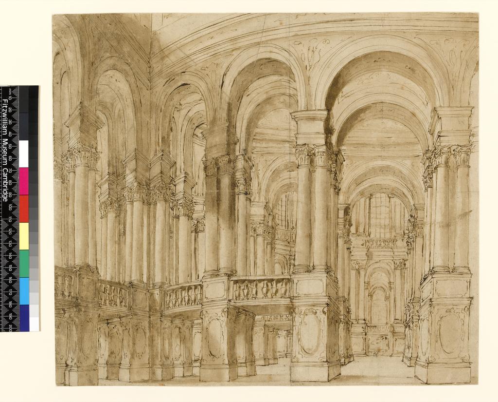 An image of Title/s: Design for stage scenery 
Maker/s: Bibiena, Alessandro Galli da attributed to (draughtsman) [ULAN info: Italian artist, 1687-a.1769]
Technique Description: pen, brown ink and brown wash, on paper 
Dimensions: height: 308 mm, width: 354 mm
 

 

 
