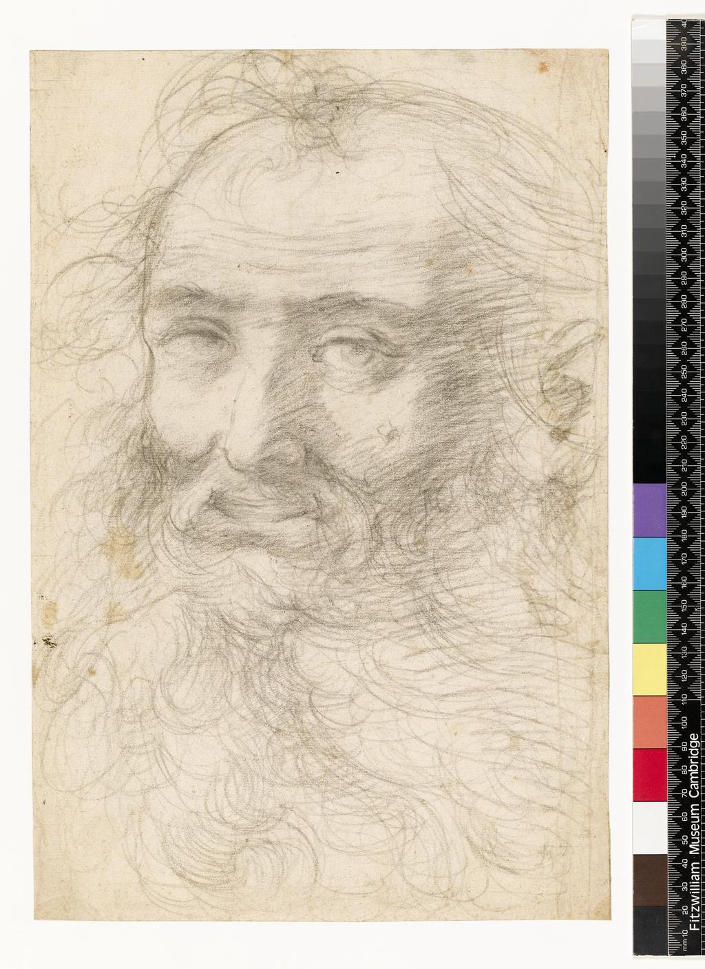 An image of Title/s: Head of a bearded man 
Maker/s: Procaccini, Camillo attributed to (draughtsman) [ULAN info: Italian artist, 1551(?)-1629]
Technique Description: black chalk on paper 
Dimensions: height: 375 mm, width: 247 mm

 

 
