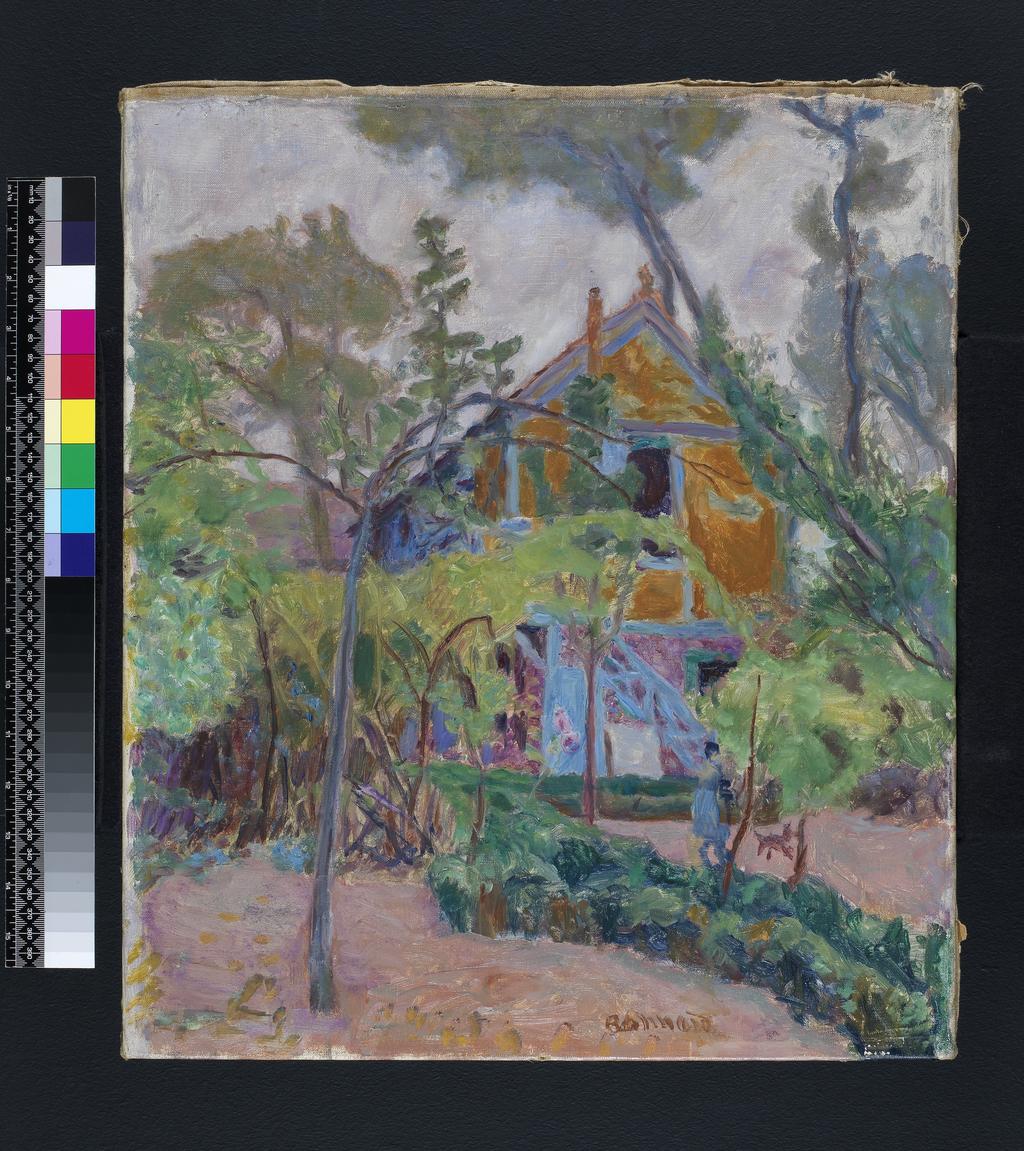 An image of House among trees. Bonnard, Pierre (French, 1867-1947). Oil on canvas, height 48.6 cm, width 42.2 cm, 1918.